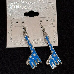 NT Fashion Jewelry Blue Giraffe Earrings 2 inch